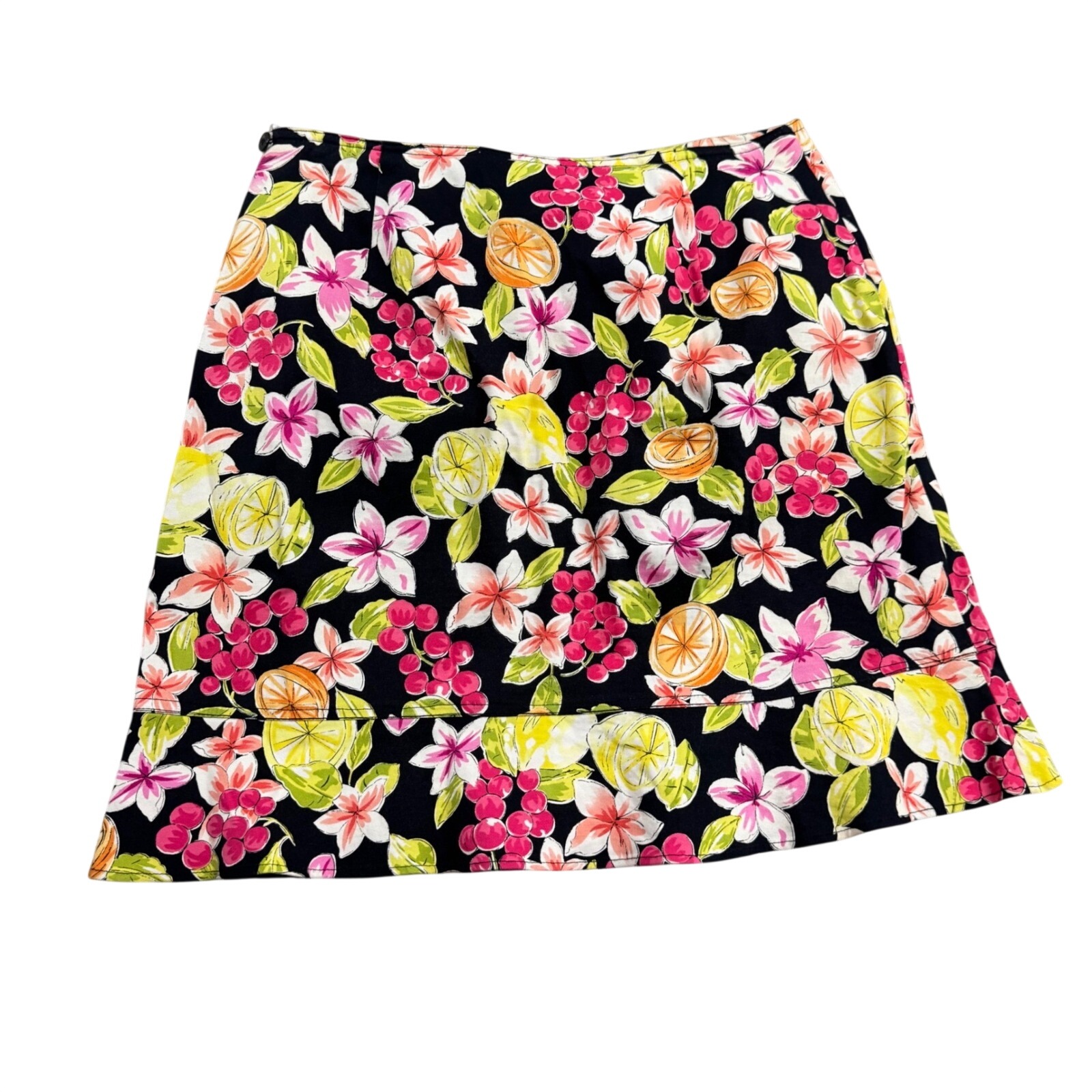 Skirtology Lemon Citrus Floral Print Mini Skirt S/14 Tropical Y2k Fruit Art